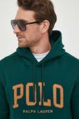 Кофта Polo Ralph Lauren чоловіча колір зелений з капюшоном з аплікацією (3428016)