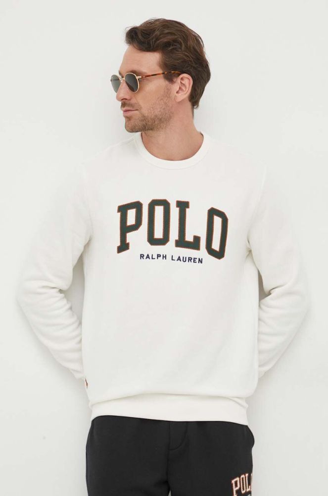 Кофта Polo Ralph Lauren чоловіча колір бежевий з аплікацією