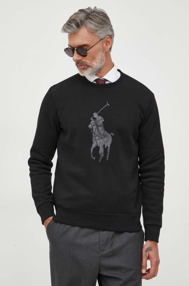 Кофта Polo Ralph Lauren чоловіча колір чорний з аплікацією (3617374)