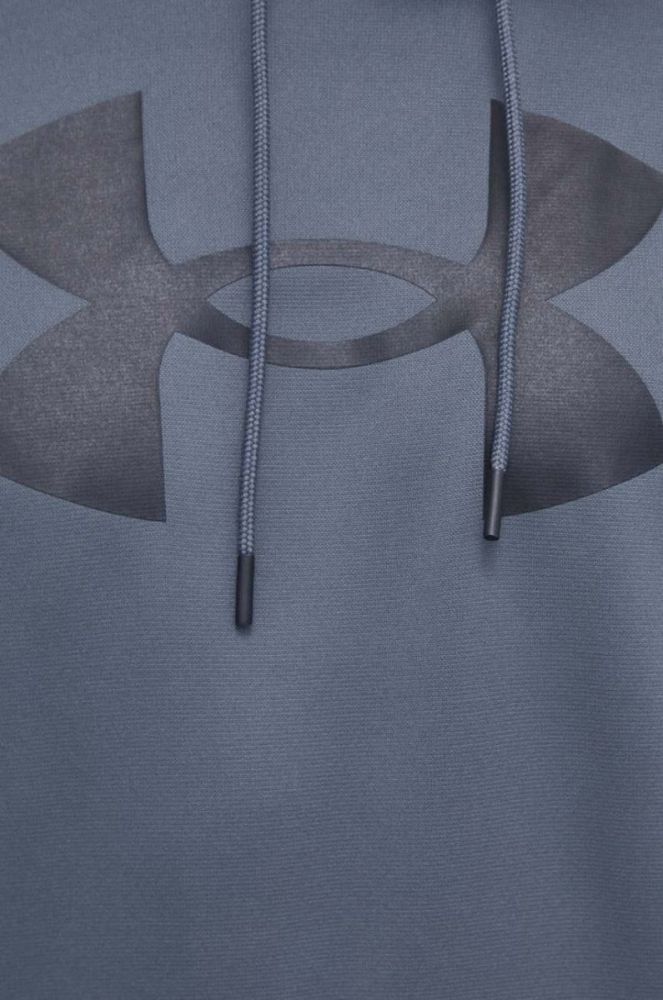 Тренувальна кофта Under Armour колір сірий з капюшоном з принтом фото 5