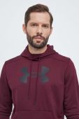 Тренувальна кофта Under Armour колір бордовий з капюшоном з принтом