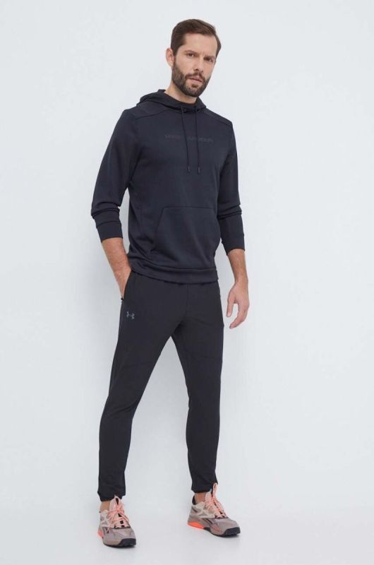 Тренувальна кофта Under Armour колір чорний з капюшоном з принтом фото 2