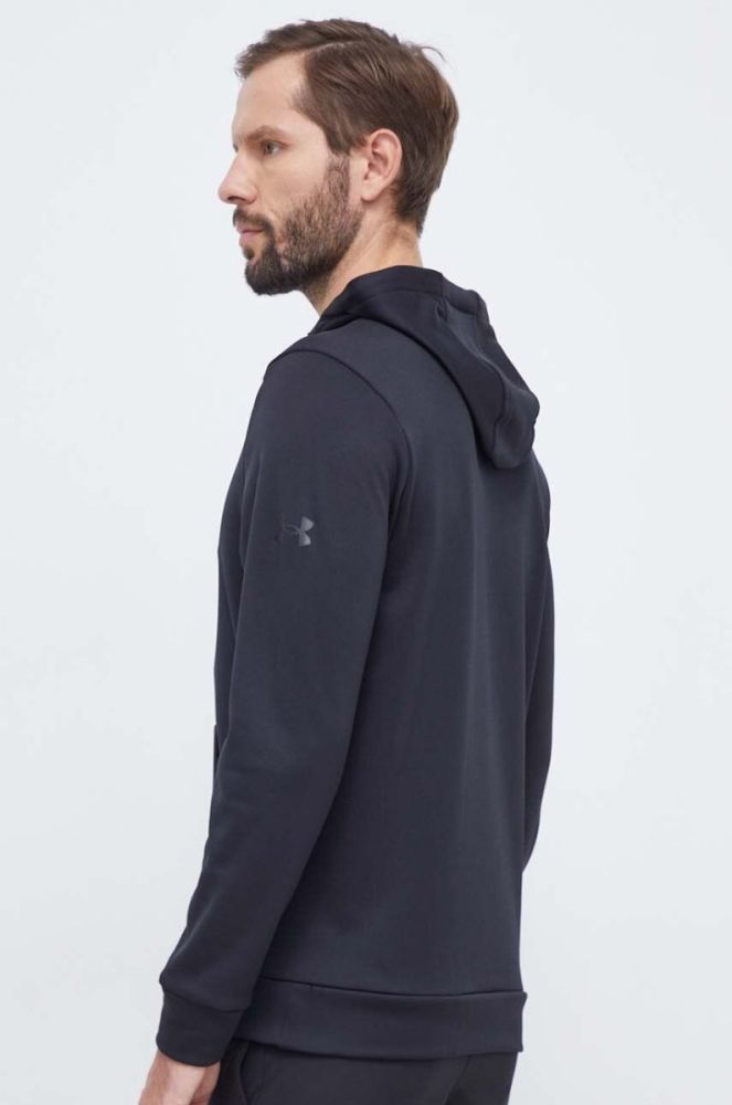 Тренувальна кофта Under Armour колір чорний з капюшоном з принтом фото 3