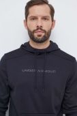 Тренувальна кофта Under Armour колір чорний з капюшоном з принтом
