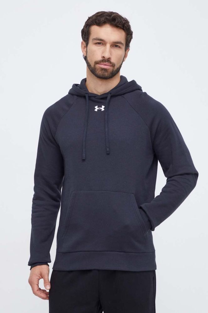 Кофта Under Armour чоловіча колір чорний з капюшоном однотонна (3629359)