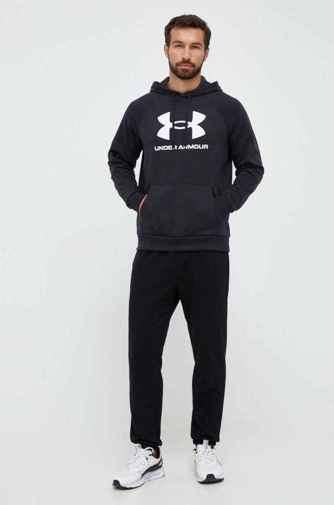 Кофта Under Armour чоловіча колір чорний з капюшоном з принтом (3532982)