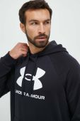 Кофта Under Armour чоловіча колір чорний з капюшоном з принтом (3532982)