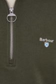 Бавовняна кофта Barbour чоловіча колір зелений однотонна