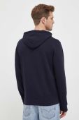 Бавовняна кофта Barbour чоловіча колір синій з капюшоном однотонна
