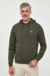 Бавовняна кофта Barbour чоловіча колір зелений з капюшоном однотонна
