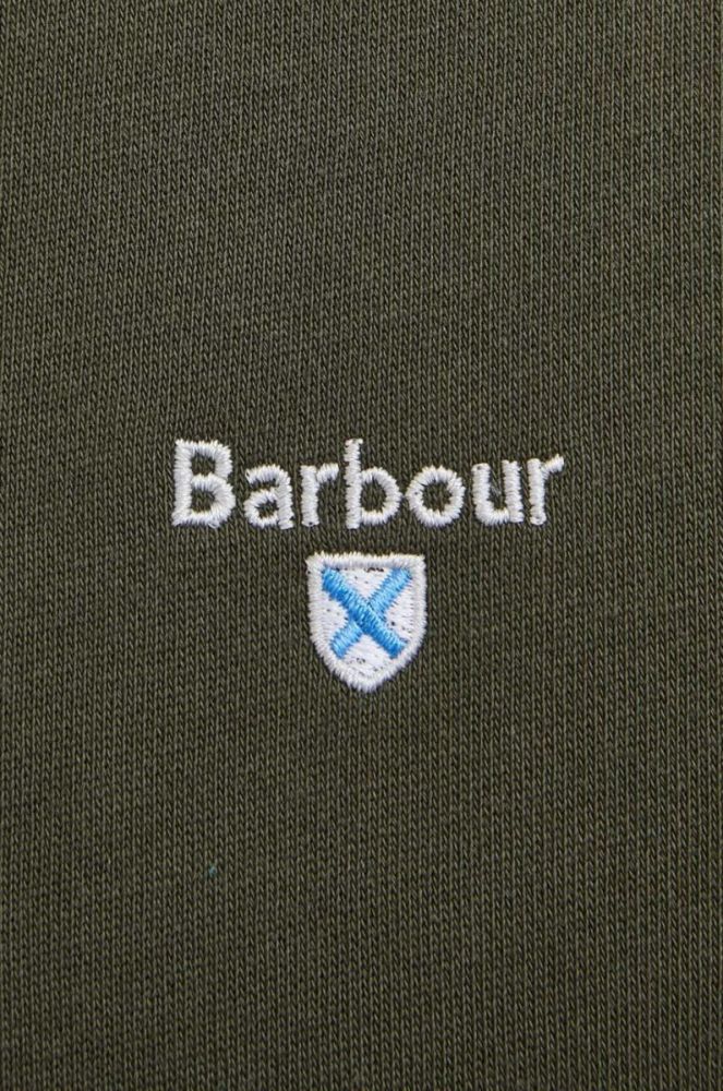 Бавовняна кофта Barbour чоловіча колір зелений з капюшоном однотонна фото 5