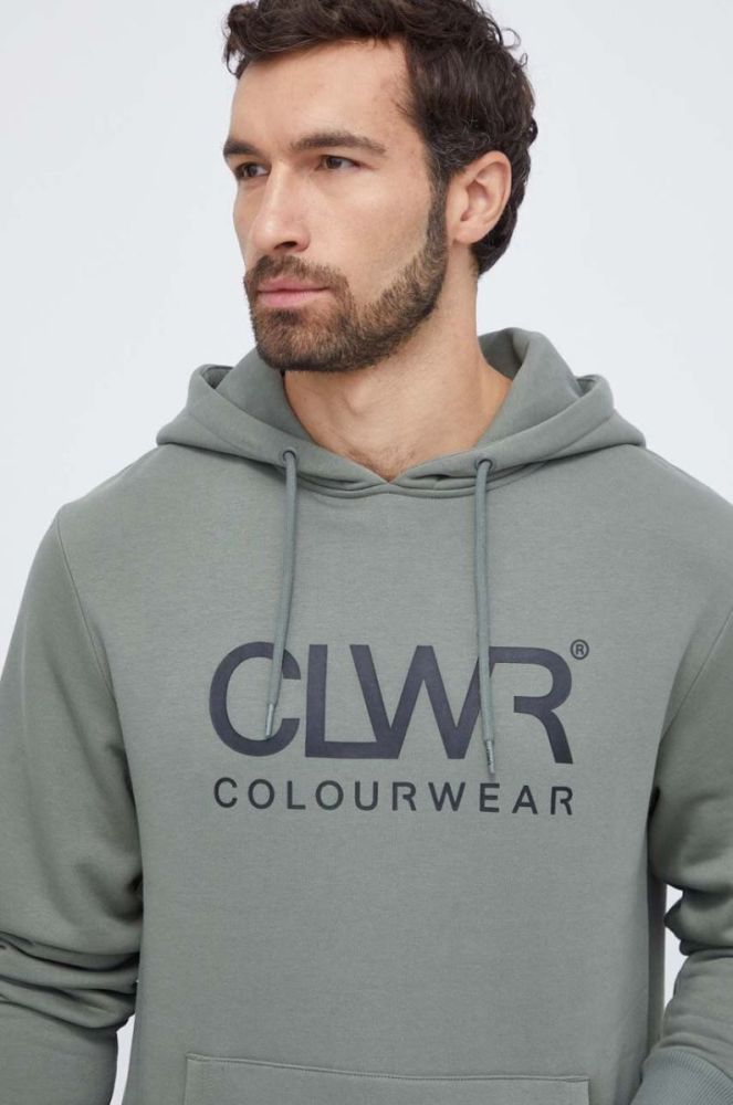 Кофта Colourwear чоловіча колір зелений з капюшоном з принтом фото 4