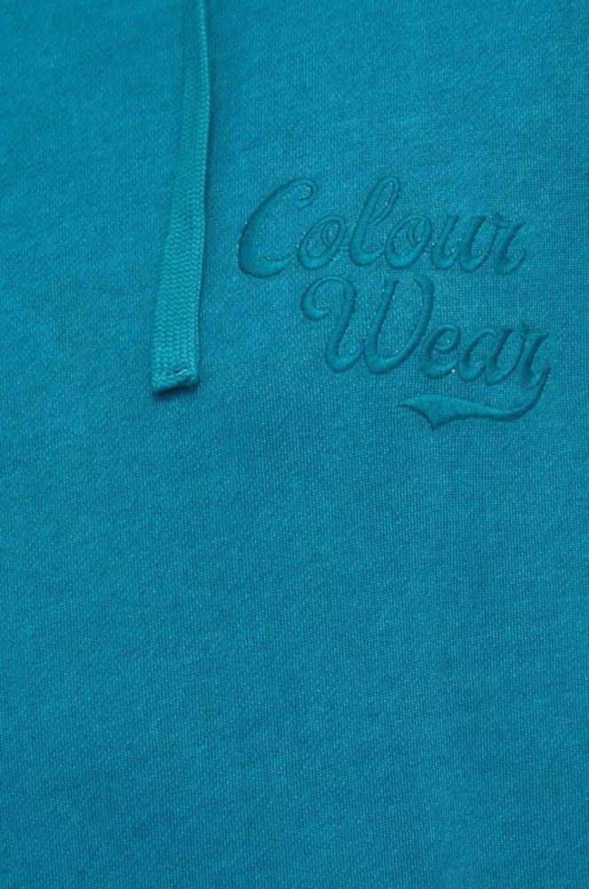 Бавовняна кофта Colourwear чоловіча колір зелений з капюшоном однотонна фото 5