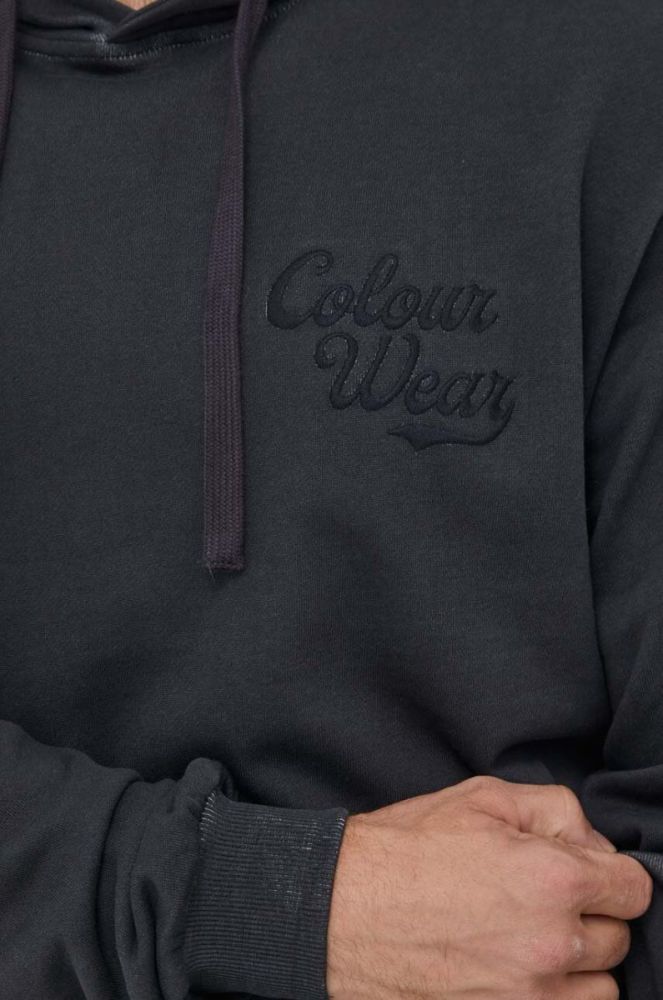 Бавовняна кофта Colourwear чоловіча колір чорний з капюшоном однотонна фото 5