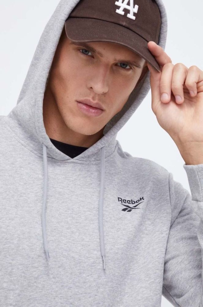 Кофта Reebok чоловіча колір сірий з капюшоном меланж (3550012) фото 4