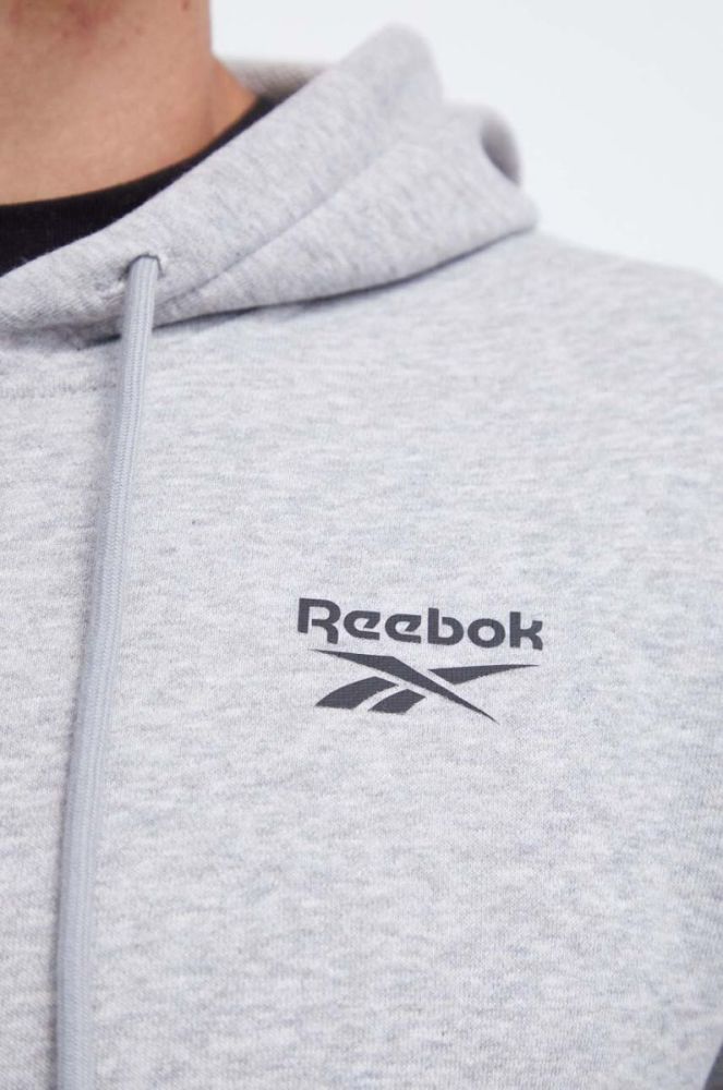 Кофта Reebok чоловіча колір сірий з капюшоном меланж (3550012) фото 5