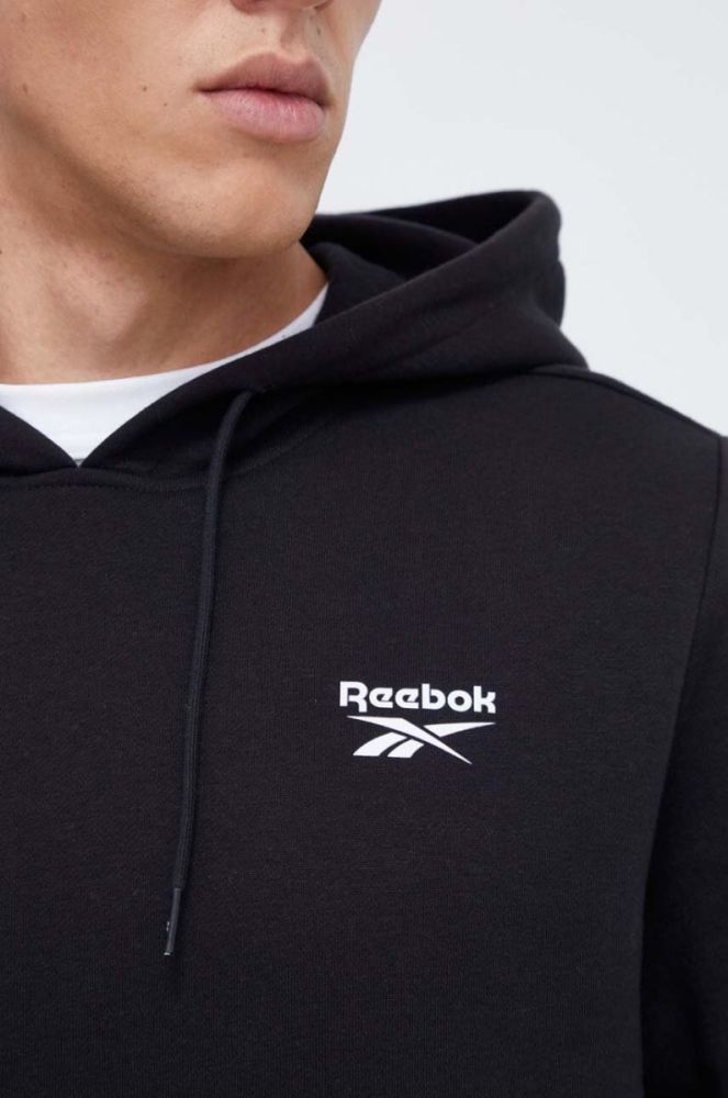 Кофта Reebok чоловіча колір чорний з капюшоном з принтом (3540988) фото 5