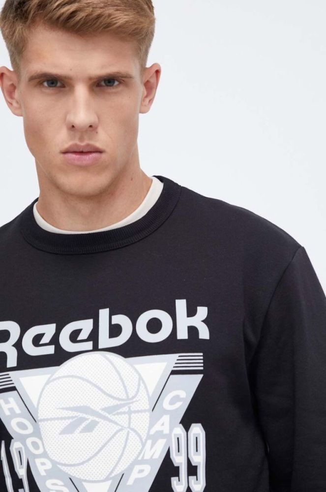 Кофта Reebok Classic Basketball чоловіча колір чорний з принтом фото 4