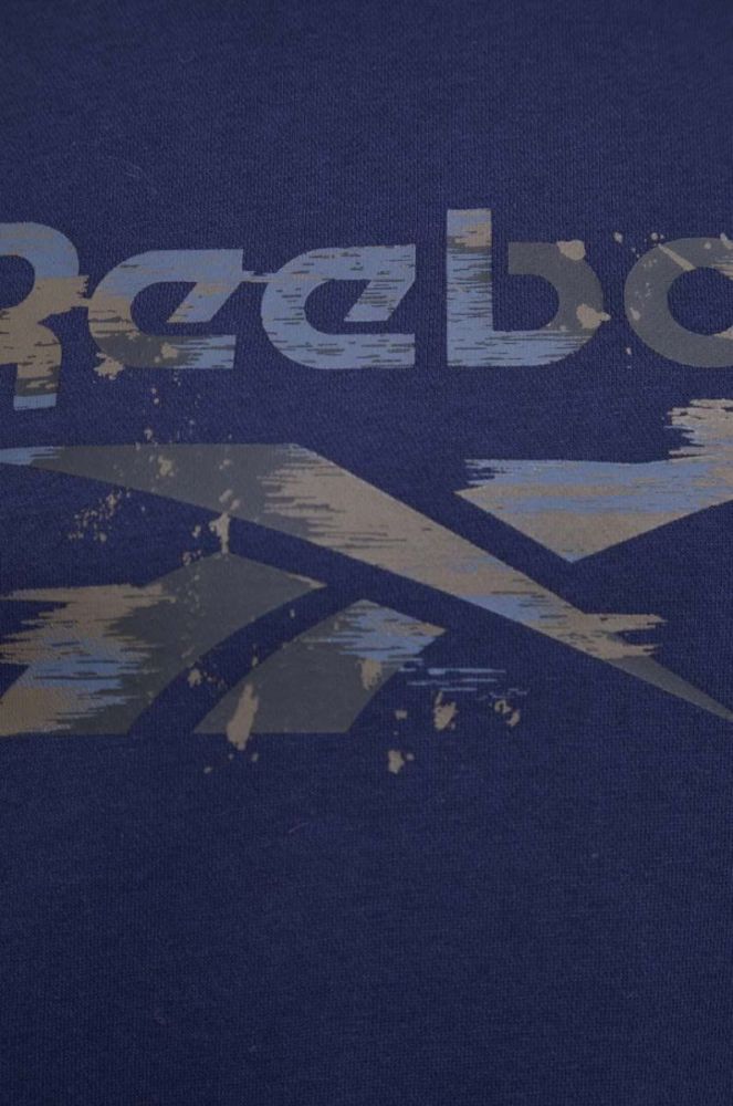 Кофта Reebok чоловіча колір синій з капюшоном з принтом (3550017) фото 5