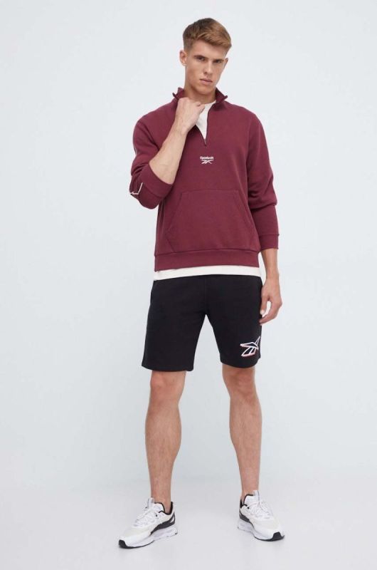 Кофта Reebok чоловіча колір бордовий з аплікацією фото 2