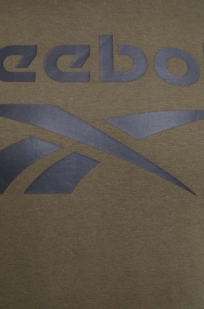 Кофта Reebok чоловіча колір зелений з капюшоном з принтом (3550026) фото 4