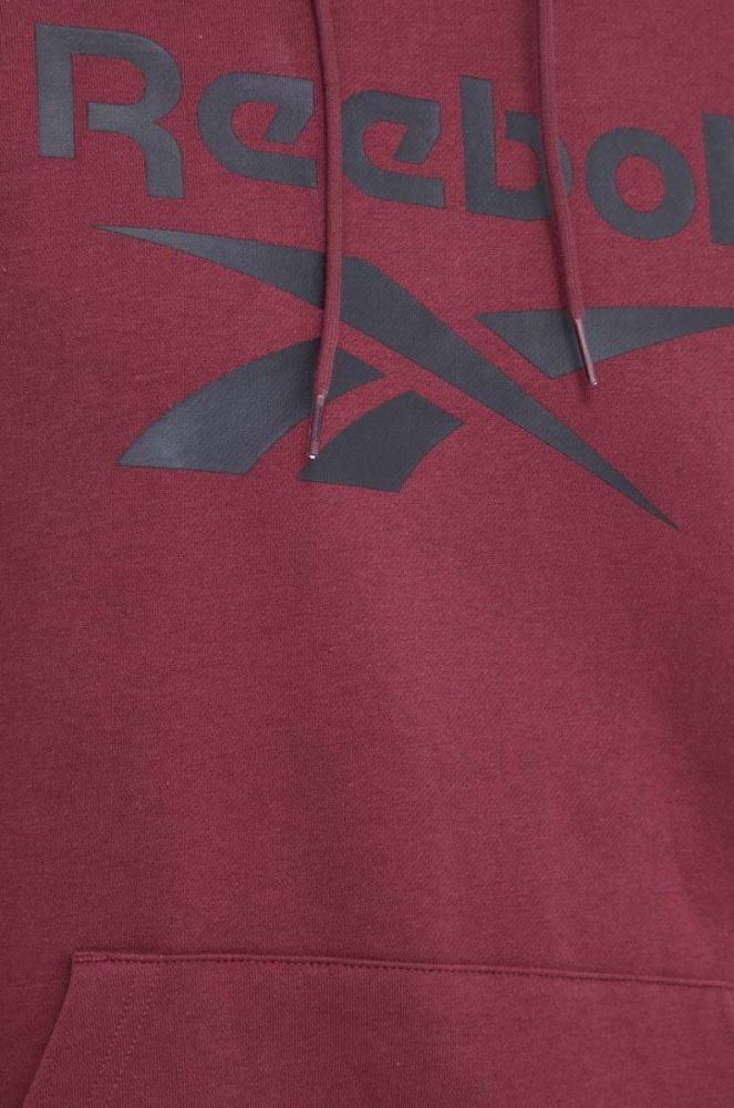 Кофта Reebok чоловіча колір бордовий з капюшоном з принтом (3563910) фото 5