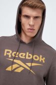 Кофта Reebok чоловіча колір коричневий з капюшоном з принтом