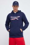 Кофта Reebok чоловіча колір синій з капюшоном з принтом (3541013)