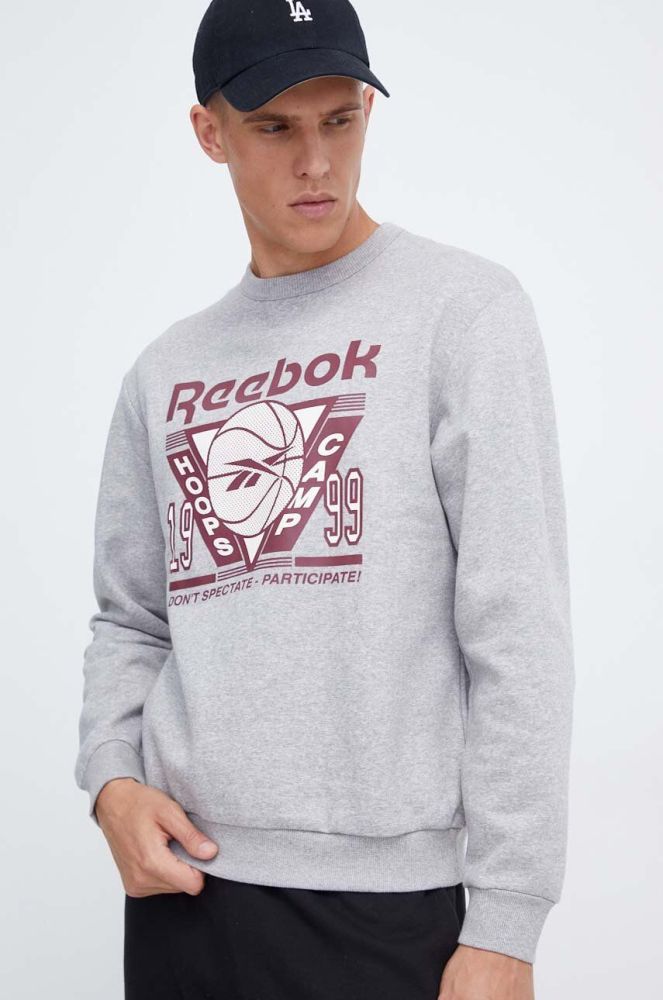 Кофта Reebok Classic Basketball чоловіча колір сірий з принтом