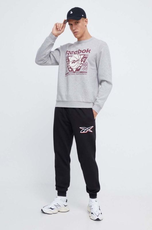 Кофта Reebok Classic Basketball чоловіча колір сірий з принтом фото 2