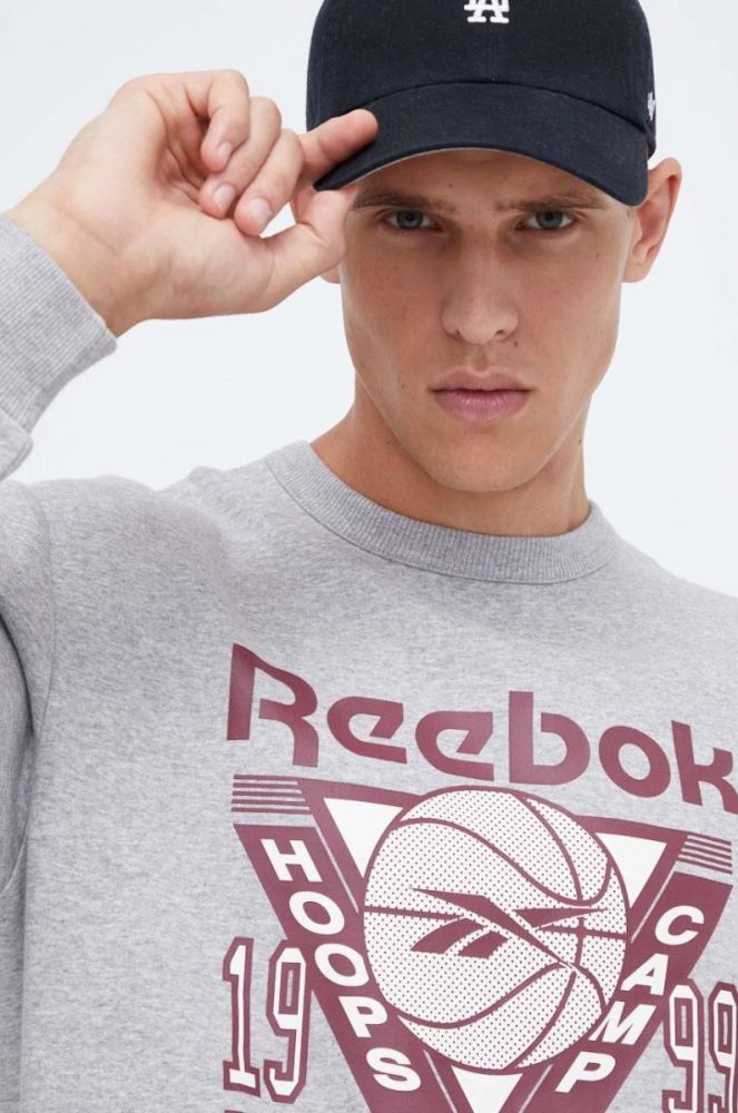 Кофта Reebok Classic Basketball чоловіча колір сірий з принтом фото 4