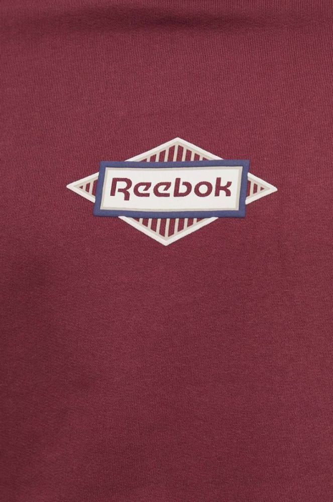 Бавовняна кофта Reebok Classic чоловіча колір бордовий з принтом фото 5