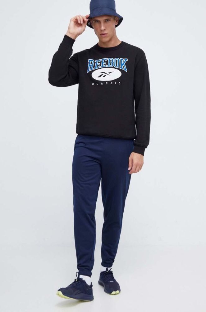 Кофта Reebok Classic чоловіча колір чорний з аплікацією фото 2
