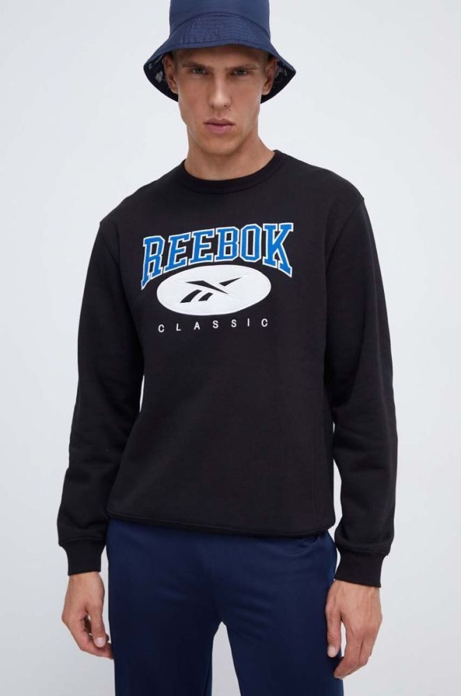 Кофта Reebok Classic чоловіча колір чорний з аплікацією фото 4