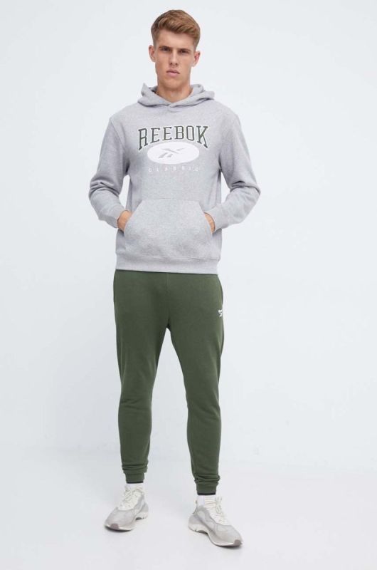 Кофта Reebok Classic чоловіча колір сірий з капюшоном з аплікацією (3553691) фото 2