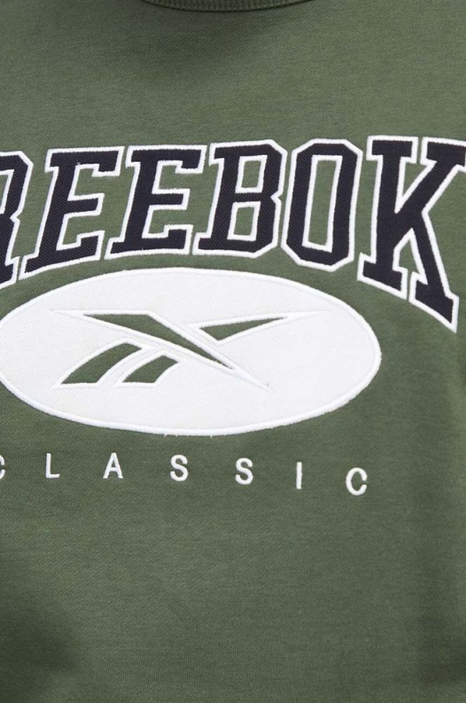 Кофта Reebok Classic чоловіча колір зелений з аплікацією фото 5