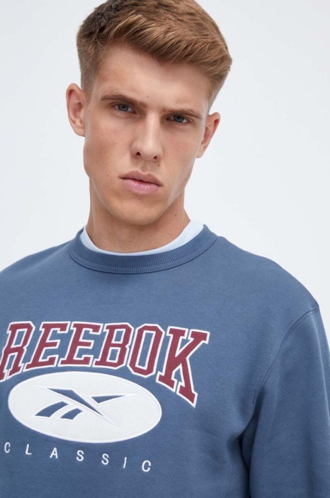 Кофта Reebok Classic чоловіча  з аплікацією колір блакитний фото 4