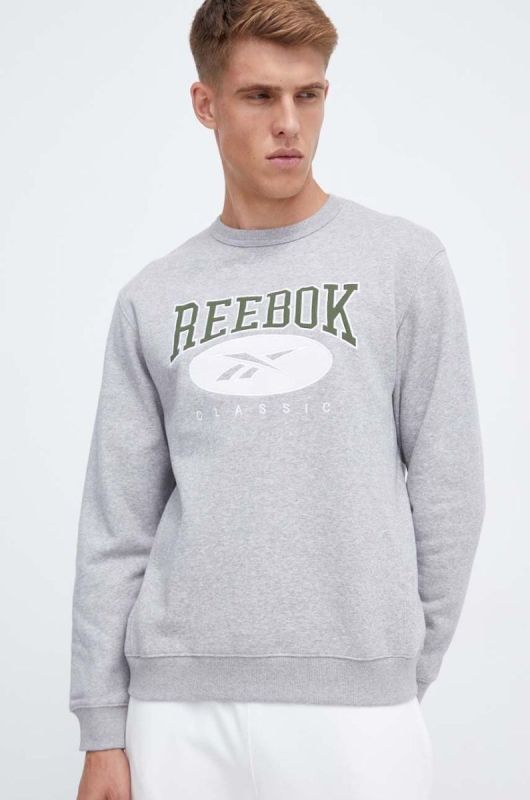Кофта Reebok Classic чоловіча колір сірий з аплікацією