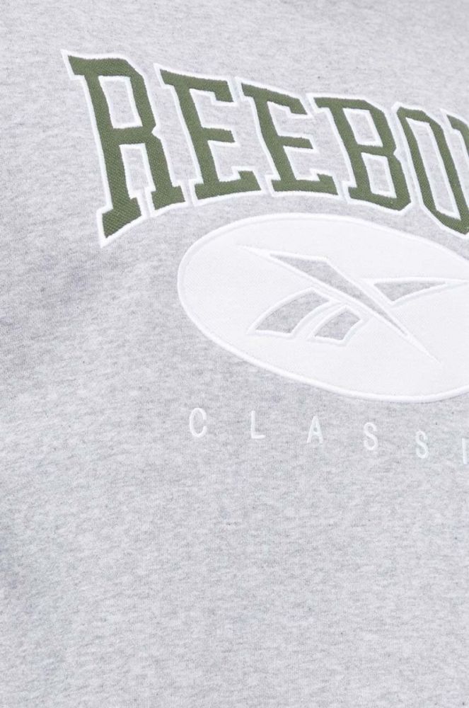 Кофта Reebok Classic чоловіча колір сірий з аплікацією фото 5