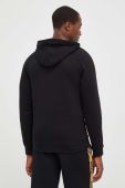 Бавовняна кофта лаунж HUGO колір чорний з капюшоном з аплікацією (3500031)