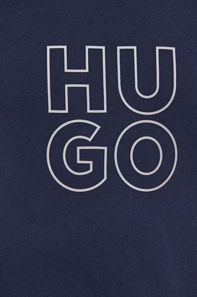 Бавовняна кофта лаунж HUGO колір синій з принтом фото 5