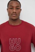 Бавовняна кофта лаунж HUGO колір бордовий з принтом