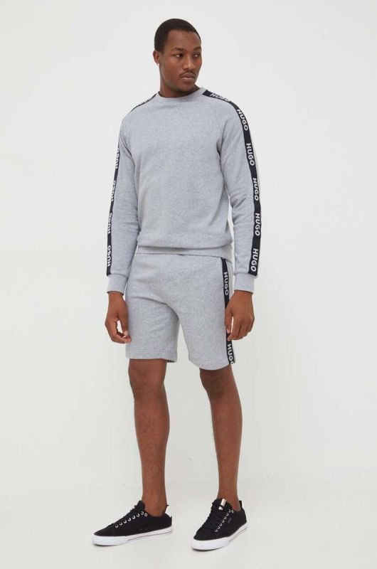 Бавовняна кофта лаунж HUGO колір сірий з аплікацією (3500068) фото 2
