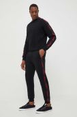 Бавовняна кофта лаунж HUGO колір чорний з аплікацією (3500063)