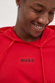 Кофта лаунж HUGO колір червоний з капюшоном однотонна