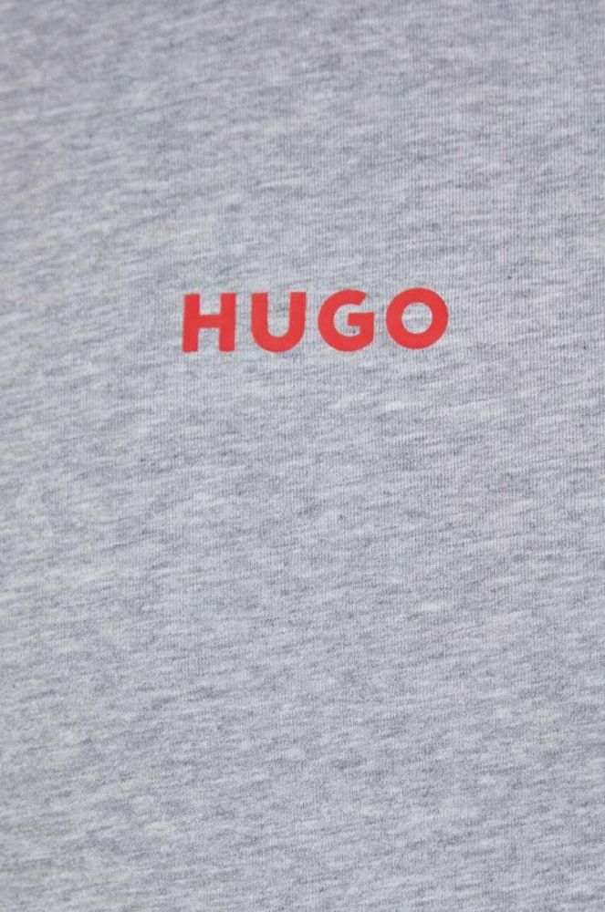 Кофта лаунж HUGO колір сірий з капюшоном однотонна фото 5