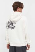 Бавовняна кофта HUGO чоловіча колір бежевий з капюшоном з принтом