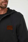Бавовняна кофта HUGO чоловіча колір чорний з капюшоном однотонна (3634394)