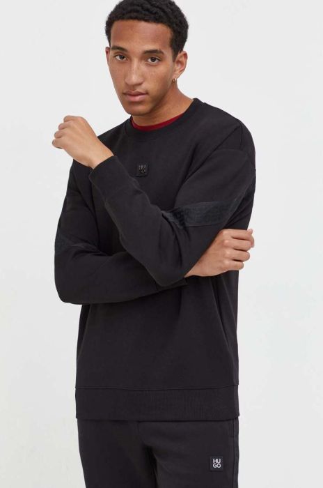Кофта HUGO чоловіча колір чорний з аплікацією (3590798)