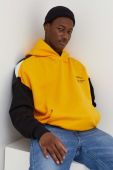 Бавовняна кофта Iceberg чоловіча колір жовтий з капюшоном візерунок